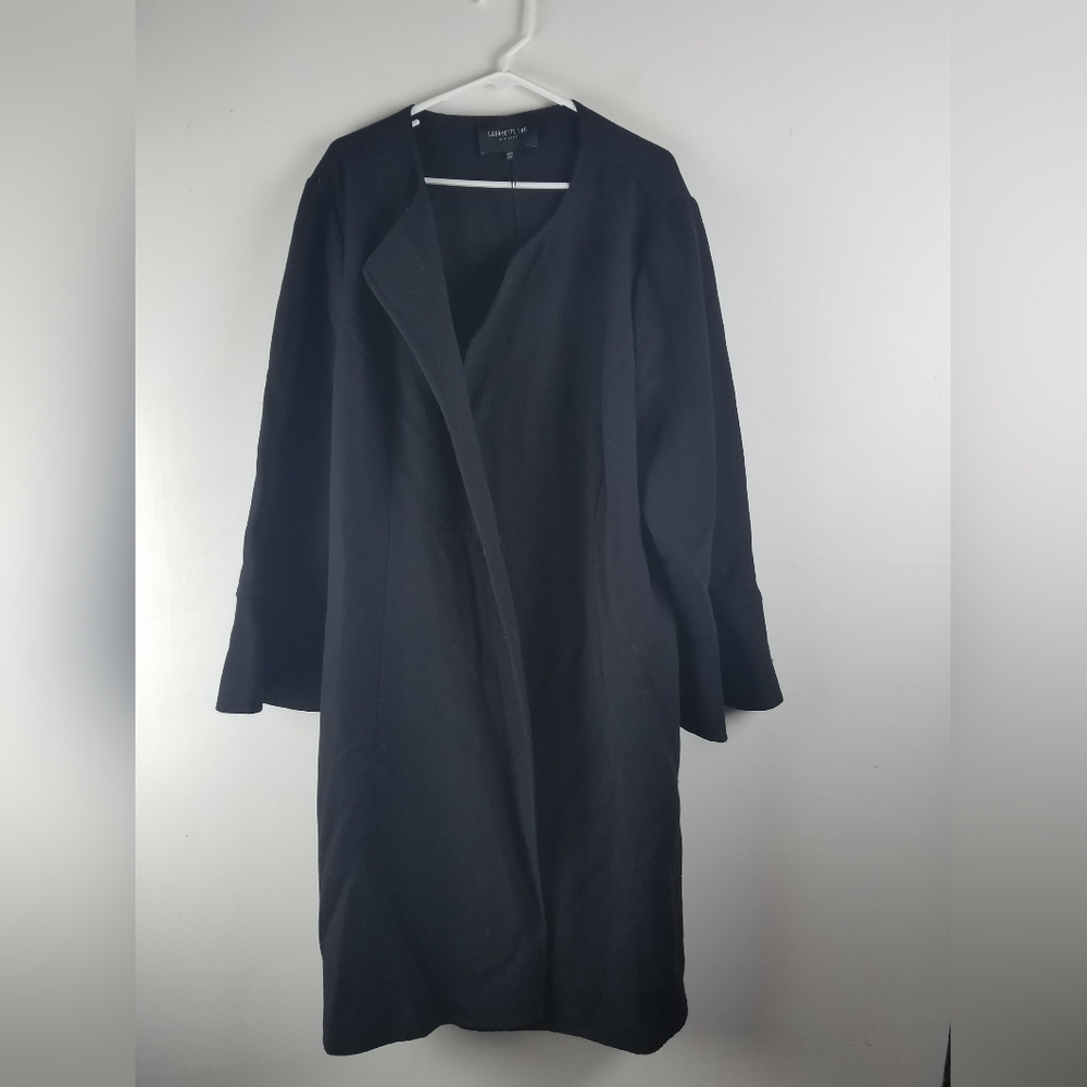Lafayette 148 Trench Coat Women 24W Black Wool Classy Chic Sophisticated 2X